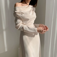 Расширенная сексуальная длинная юбка, белое платье, французский стиль, открытые плечи