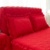 Bông ren bông đệm giường bìa cộng với bông màu rắn giường váy mảnh duy nhất giường bìa đỏ nệm trượt bảo vệ bao gồm Váy Petti