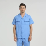 Летний синий тонкий комплект для работы, короткий рукав, делается под заказ