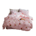 Phong cách đơn giản bông bốn mảnh bộ nhỏ tươi và đáng yêu bông giường nhỏ dâu màu hồng giường tấm Bộ đồ giường bốn mảnh