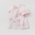 Davebella david Bella 2019 mùa hè mới đầm bé gái màu hồng 3D in hình áo thun ngắn tay - Áo thun áo phông không cổ bé trai Áo thun