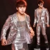 Thanh Châu Âu và Hoa Kỳ thủy triều của nam giới đinh tán bạc xe gắn máy da hộp đêm ca sĩ Hàn Quốc stage set