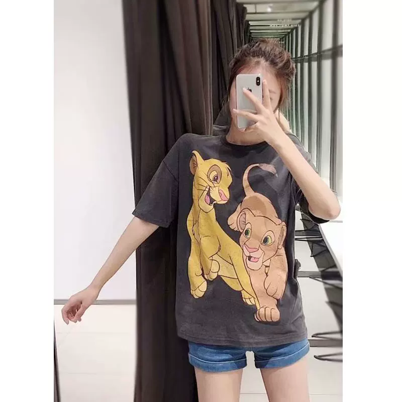 [UR ZARA HMZA迪士尼狮子王辛巴印花短袖T恤女00962201807 0962201]