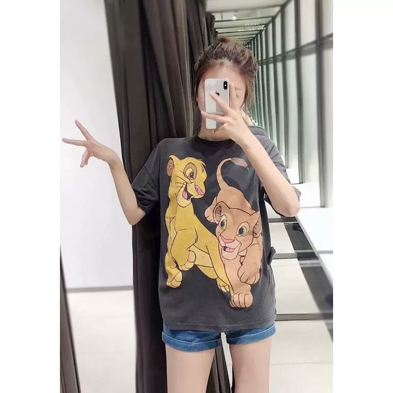 [UR ZARA HMZA迪士尼狮子王辛巴印花短袖T恤女00962201807 0962201]