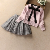 Осенняя юбка, розовое шерстяное платье, комплект, наряд маленькой принцессы, в западном стиле