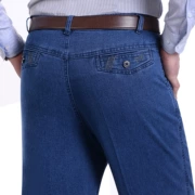 Mùa hè phần mỏng người đàn ông trung niên của jeans cao eo căng quần thẳng người đàn ông giản dị của quần trung niên của nam giới quần