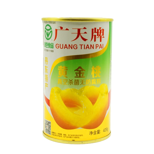 Гуантианская бренда сахарная вода желтые персиковые банки Дандонг Донгганг Специальная упаковка фруктов Скала Сахар Персик 425G*9 Can Crainberry Tank