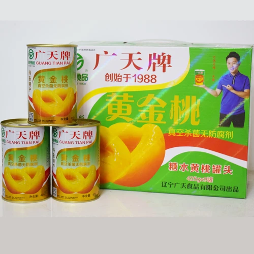 Гуантианская бренда сахарная вода желтые персиковые банки Дандонг Донгганг Специальная упаковка фруктов Скала Сахар Персик 425G*9 Can Crainberry Tank