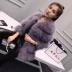 2018 mới đích thực đà điểu tóc dài áo khoác lông nữ cổ tròn dày mỏng giảm béo thổ nhĩ kỳ tóc dài tay áo áo lông cừu nữ Faux Fur