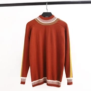 Áo len ngắn nữ mùa thu và mùa đông thời trang hoang dã lỏng hit màu đáy áo sơ mi Hàn Quốc dài tay áo dày kích thước lớn áo len