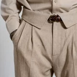 Ретро штаны, костюм для отдыха, в британском стиле, свободный прямой крой, высокая талия