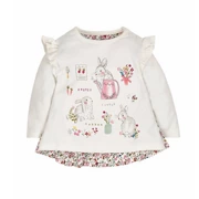 Áo xuân mới 2019 cho bé gái áo thun dài tay cotton trẻ em Áo phông trắng trẻ em 1-7 tuổi