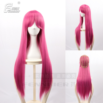 taobao agent Red straight hair, bangs, wig, 80cm, cosplay