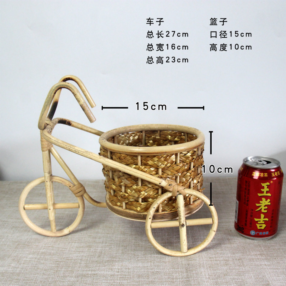 Handmade bamboo products creative decoration bamboo basket snacks meat tricycle small basket restaurant flower basket