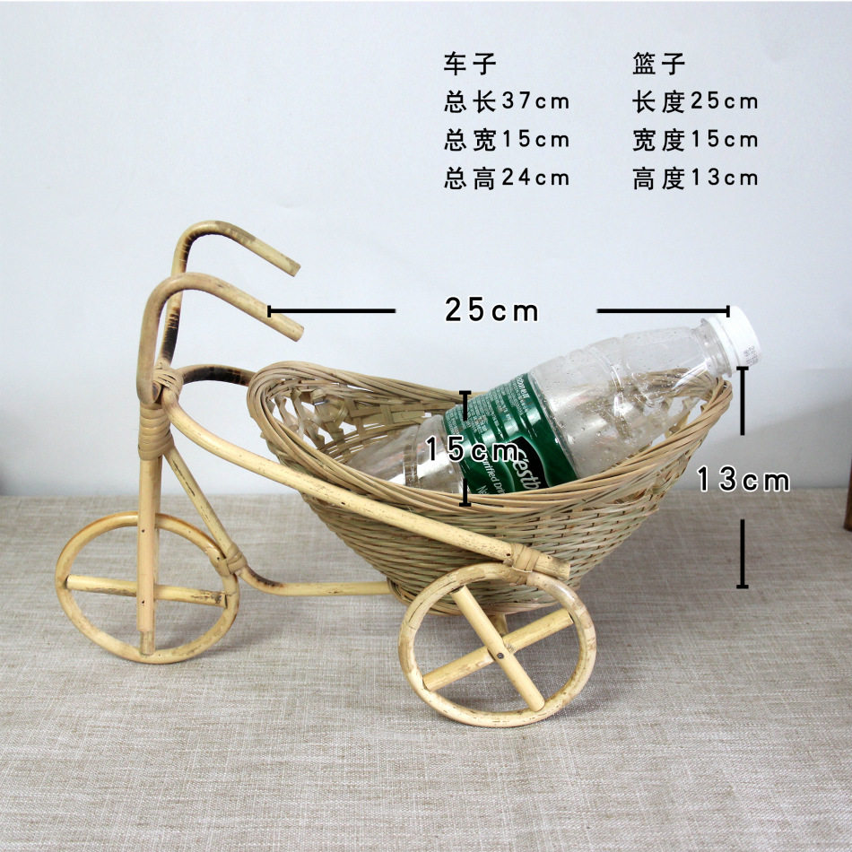 Handmade bamboo products creative decoration bamboo basket snacks meat tricycle small basket restaurant flower basket