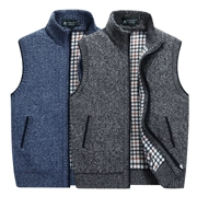 Mùa thu và mùa đông nam áo len dệt kim cỡ lớn dày trung niên cộng với áo len nhung vest vest lỏng áo vest