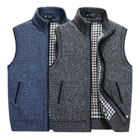 Mùa thu và mùa đông nam áo len dệt kim cỡ lớn dày trung niên cộng với áo len nhung vest vest lỏng áo vest vest nam hàn quốc