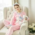 Bộ đồ ngủ Phụ nữ mùa thu và mùa đông San hô lông cừu HelloKitty Hello Kitty Bộ phim hoạt hình ấm áp Bộ Pajama