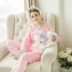 Bộ đồ ngủ Phụ nữ mùa thu và mùa đông San hô lông cừu HelloKitty Hello Kitty Bộ phim hoạt hình ấm áp thời trang mặc nhà Bộ Pajama