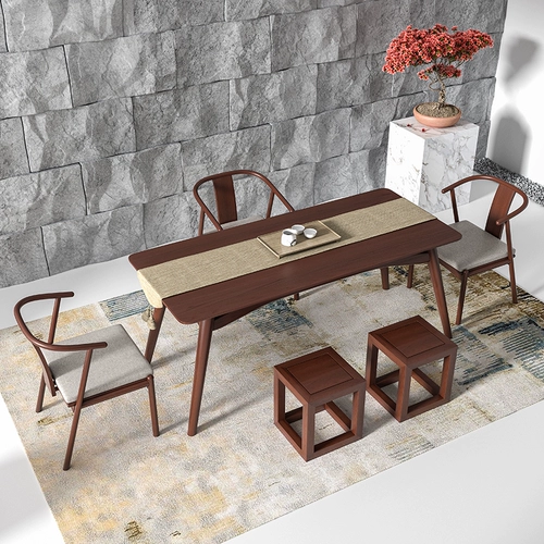 Новый китайский чайный стол и стул Комбинированный сплошной древесиной чайный стол пузырь Офис офис длинное чайное стол кунг -фу чайный стол дзен yitai