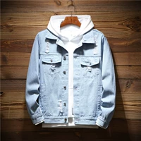 Áo khoác lỗ màu sáng nam quần áo denim hoang dã xu hướng áo khoác nam mùa xuân thu giản dị đẹp trai đẹp trai Bọ Cạp áo khoác nam đẹp 2021