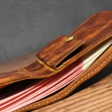 Японский ретро кошелек, короткий вместительный и большой бумажник, из натуральной кожи