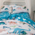Monafi dễ thương phim hoạt hình khủng long cotton in trẻ em giường ba mảnh đặt 1.2 m 1.5 m quilt cover sheets Bộ đồ giường trẻ em