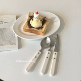 Брендовый белый ретро комплект, посуда из нержавеющей стали, ложка, 3 предмета, простой и элегантный дизайн