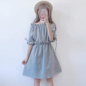 2018 Hàn Quốc nhỏ bạn gái tươi mùa hè cổ áo cổ áo tie đầm chị ulzzang sản phẩm mới