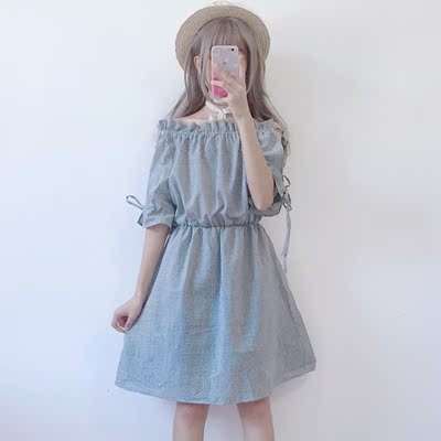 2018 Hàn Quốc nhỏ bạn gái tươi mùa hè cổ áo cổ áo tie đầm chị ulzzang sản phẩm mới váy đầm