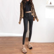 Thu đông 2018 phiên bản Hàn Quốc mới của quần jeans lọt khe eo cao, quần lửng nữ thời trang hoang dã quần bút chì đáy quần