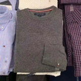 Tommy hilfiger, кашемировый красный лонгслив с круглым воротником, однотонный свитер, подходит для весны и осени