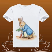 Peter Rabbit Ngắn Tay Áo T-Shirt Dễ Thương Rabbit Vòng Cổ Ngắn tay Anime Phim Hoạt Hình Xung Quanh Nam Giới và Phụ Nữ Các Cặp Vợ Chồng Trẻ Em Mặc Tops
