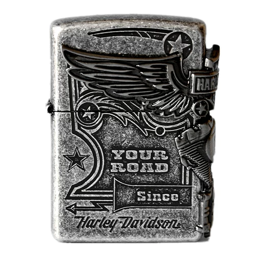 Зажигалка zippo, японская версия, двигатель Harley Sidehawk, древнее серебро, HDP-27, 28 крыльев, мужской подарок