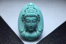 Украшения на шею 天然原矿高瓷果冻料绿松石苏工大师作品观世音吊坠11.3g全品无瑕