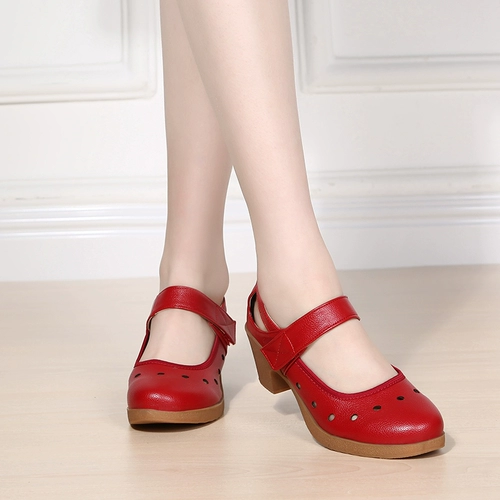 Летняя современная красная танцующая сумка для обуви, из натуральной кожи, мягкая подошва