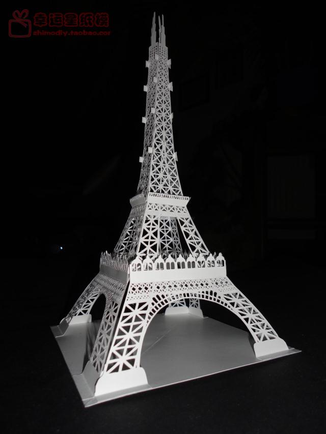 法国埃菲尔铁塔纸雕版建筑3d纸模型diy手工手工纸模纸模摆件玩具