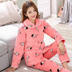 Pyjama mùa đông ba lớp dày flannel pyjama mùa thu và mùa đông ấm áp lông cừu san hô áo khoác quilted áo khoác dịch vụ nhà bộ thu đông đẹp cho nữ Pyjama