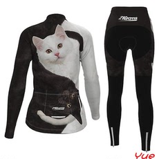 Одежда для велоспорта 2022年可爱猫春秋款自行车骑行服单车衫女款长袖和背带套装抓绒款 311