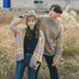 Mùa đông iFashion mới phong cách châu Âu và Mỹ mô hình hình học những người yêu thích retro áo len Hàn Quốc phiên bản của triều nam áo len dệt kim áo khoác Cặp đôi áo len
