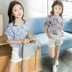 Mùa hè của trẻ em ngắn tay áo voan 2018 cô gái mùa hè mô hình trẻ em lớn của ngắn tay áo sơ mi phần mỏng áo giản dị Áo sơ mi