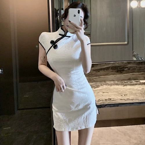 Летняя элегантная сексуальная ретро мини-юбка, ципао, платье, облегающий крой