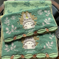Японский мультяшный милый зеленый комфортный шарф, полотенце, с вышивкой