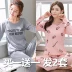 Bộ đồ ngủ nữ mùa xuân và mùa thu dài tay cotton nguyên chất phù hợp với các bà mẹ trung niên và cao tuổi bằng vải cotton cộng với phần mỏng có thể mặc bên ngoài quần áo ở nhà vào mùa đông đồ bộ pijama Pyjama