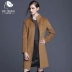 Mùa thu và mùa đông phụ nữ mới đi làm đơn giản áo len cổ đứng trong áo khoác cashmere hai mặt dài phụ nữ - Trung bình và dài Coat