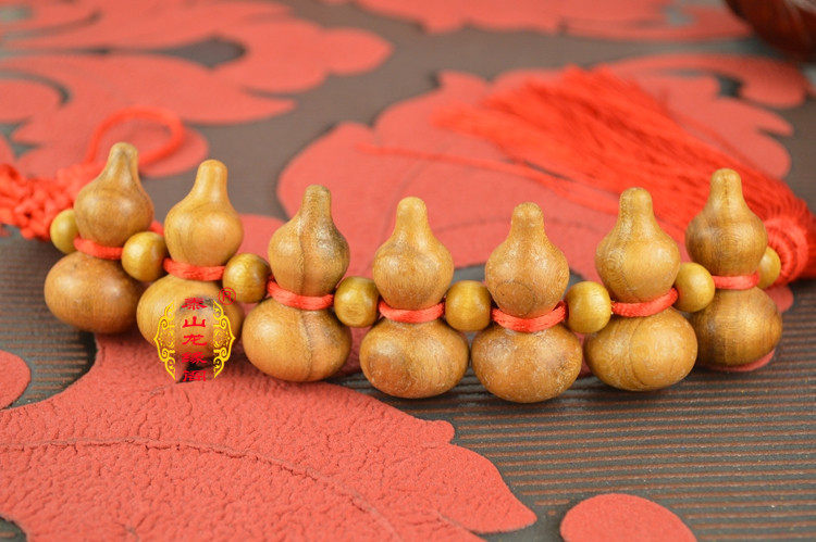 桃木七葫芦车挂 桃木家居车挂 镇宅辟邪保平安桃木车挂工艺品