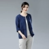 Áo chống nắng cho mẹ bằng vải lanh mỏng hàng đầu cho phụ nữ áo len mới - Áo khoác ngắn thời trang công sở nữ Áo khoác ngắn