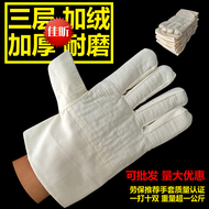 găng tay chịu nhiệt 500 độ Nhãn hiệu Jiaxin 20 đôi găng tay vải bảo vệ chống dầu dày nhung ba lớp găng tay bảo hộ lao động chống mài mòn và chống rách bao tay chiu nhiet găng tay bảo hộ chống nước
