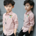 Quần áo trẻ em cậu bé áo sơ mi dài tay cotton phần mỏng 2018 mới của Hàn Quốc phiên bản của mùa xuân và mùa thu triều trẻ em mùa hè trắng ngắn tay áo sơ mi Áo sơ mi