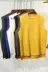 2018 Hàn Quốc Dongdaemun màu rắn vest vest nam nửa cao cổ áo đan áo len thanh niên không tay áo len vest vest nam Dệt kim Vest